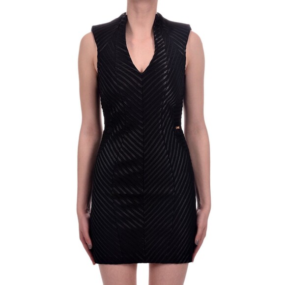 Just Cavalli Dresses & Skirts - New Womens 4 NWT Just Cavalli Black Low V Dress 40 Designer Sheath Sexy Satin